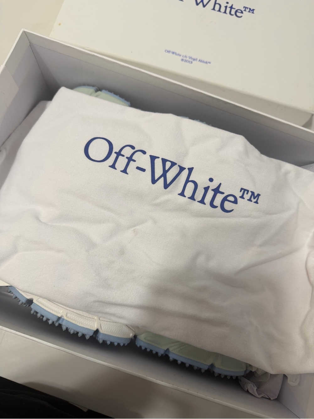 Off-White White, Light Blue & Black Trail-Inspired Sneakers - Picture 8 of 10